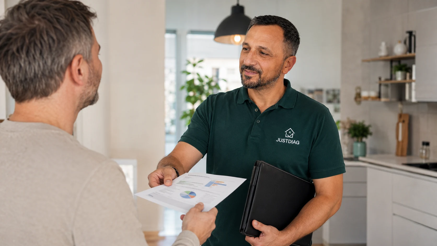 Remise du rapport de diagnostic électricité à un client Justdiag
